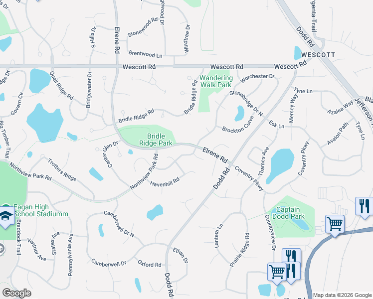 map of restaurants, bars, coffee shops, grocery stores, and more near 4013 Stonebridge Drive North in Eagan