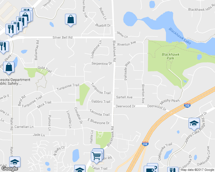 map of restaurants, bars, coffee shops, grocery stores, and more near 3938 Turquoise Circle in Eagan