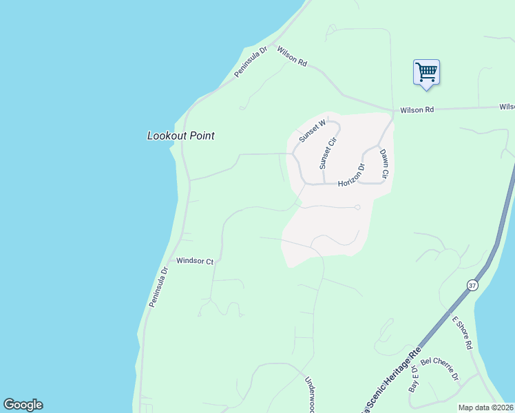 map of restaurants, bars, coffee shops, grocery stores, and more near Sky Ln in Grand Traverse