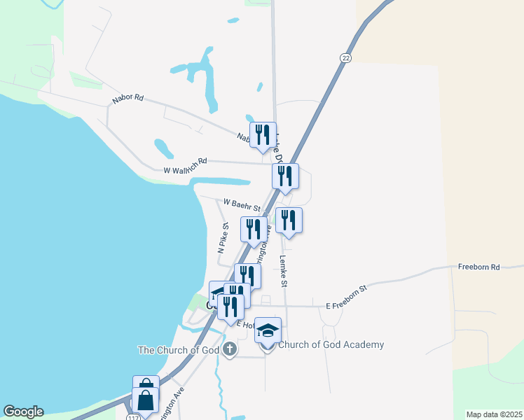 map of restaurants, bars, coffee shops, grocery stores, and more near 200 Golf View Road in Cecil