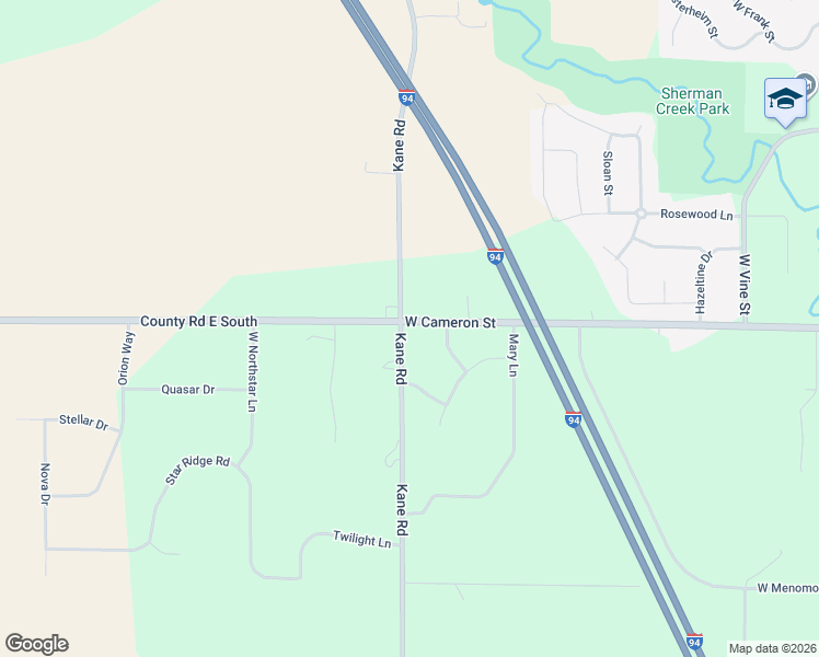 map of restaurants, bars, coffee shops, grocery stores, and more near 1353 Kane Road in Eau Claire