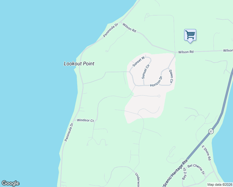 map of restaurants, bars, coffee shops, grocery stores, and more near Sky Ln in Traverse City