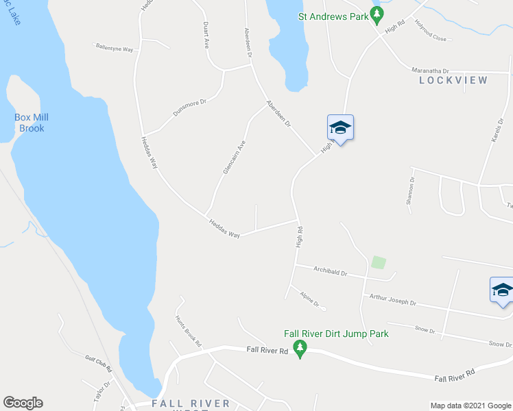 map of restaurants, bars, coffee shops, grocery stores, and more near Crofters Close in Fall River