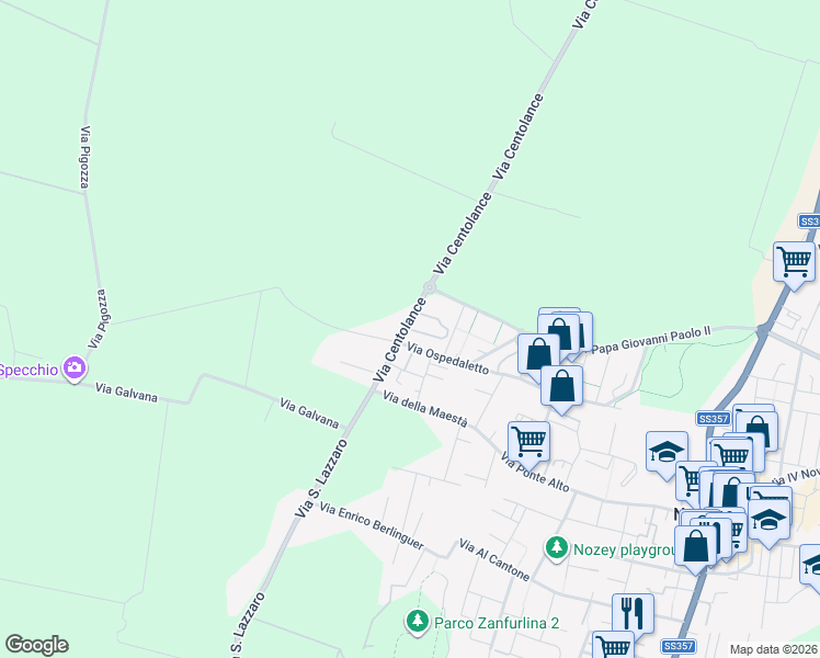 map of restaurants, bars, coffee shops, grocery stores, and more near 6b Via Centolance in Provincia di Parma
