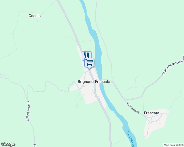 map of restaurants, bars, coffee shops, grocery stores, and more near 40 Via Roma in Brignano