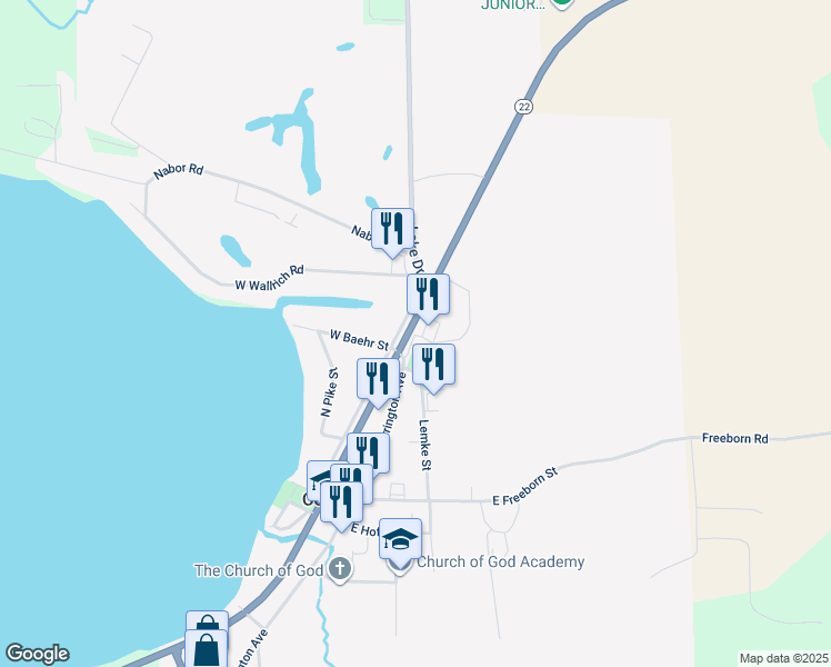 map of restaurants, bars, coffee shops, grocery stores, and more near 200 Golf View Road in Cecil