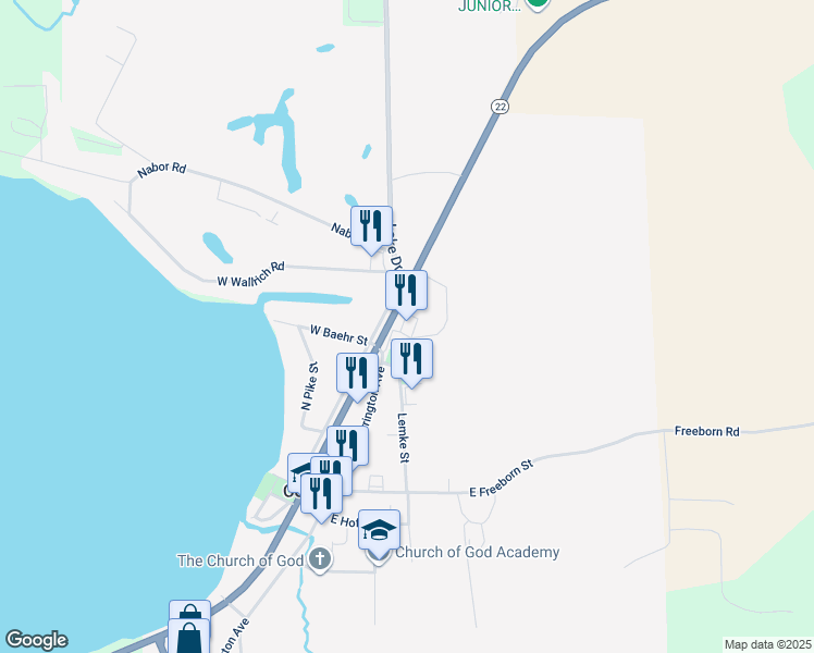 map of restaurants, bars, coffee shops, grocery stores, and more near 200 Golf View Road in Cecil