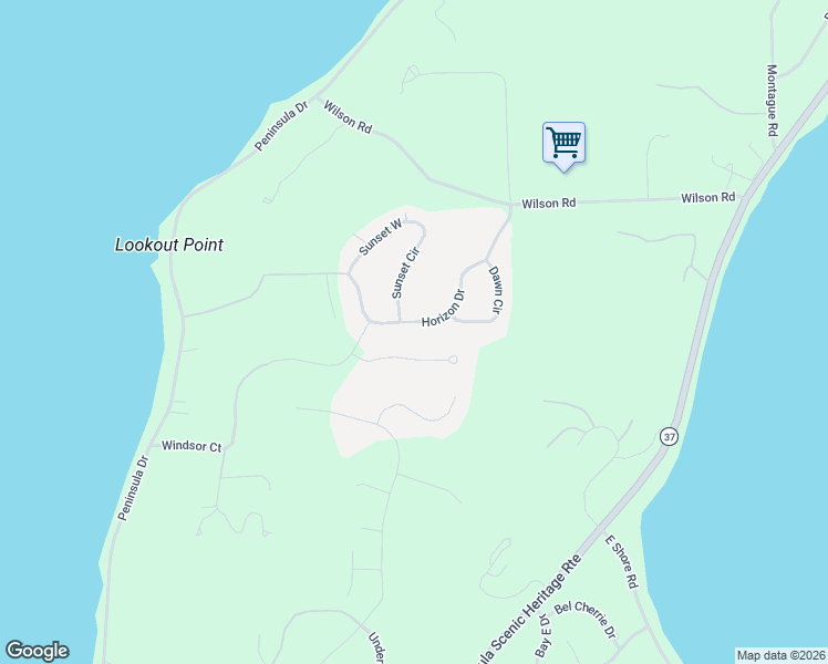 map of restaurants, bars, coffee shops, grocery stores, and more near 8801-8819 Horizon Drive in Traverse City