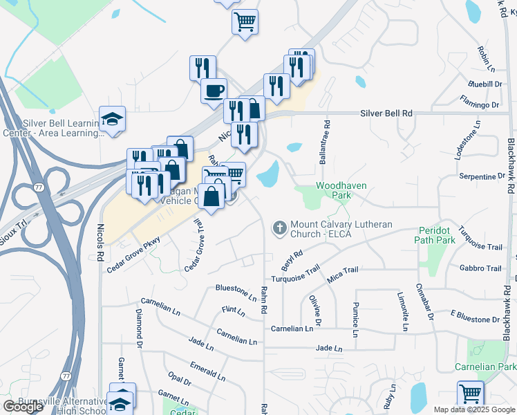 map of restaurants, bars, coffee shops, grocery stores, and more near in Eagan