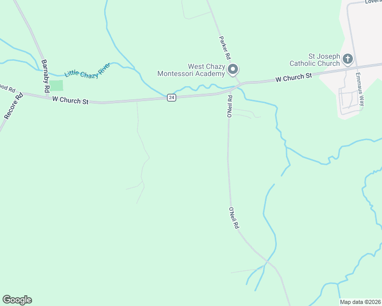 map of restaurants, bars, coffee shops, grocery stores, and more near 825 O'Neil Rd in West Chazy