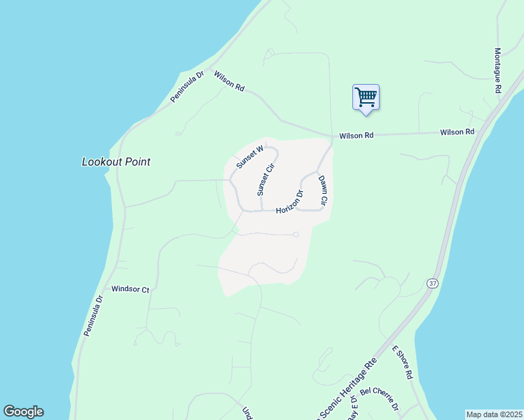 map of restaurants, bars, coffee shops, grocery stores, and more near 8800 Sunset Circle in Traverse City