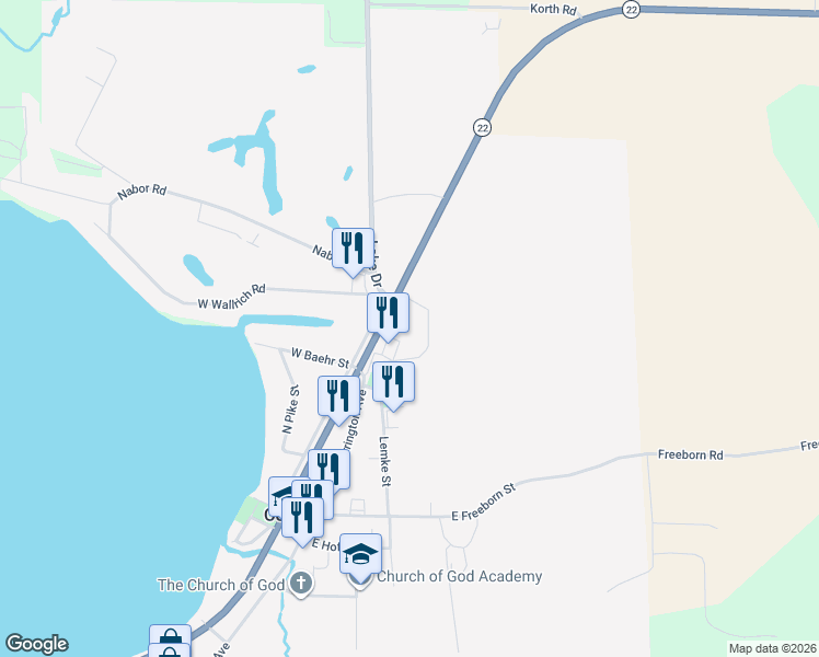 map of restaurants, bars, coffee shops, grocery stores, and more near 304 Golf View Road in Cecil