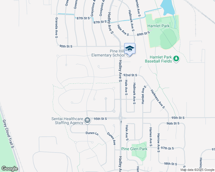 map of restaurants, bars, coffee shops, grocery stores, and more near 6900 93rd Street South in Cottage Grove