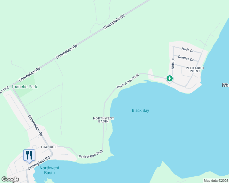 map of restaurants, bars, coffee shops, grocery stores, and more near 177 Peek a Boo Trail in Tiny
