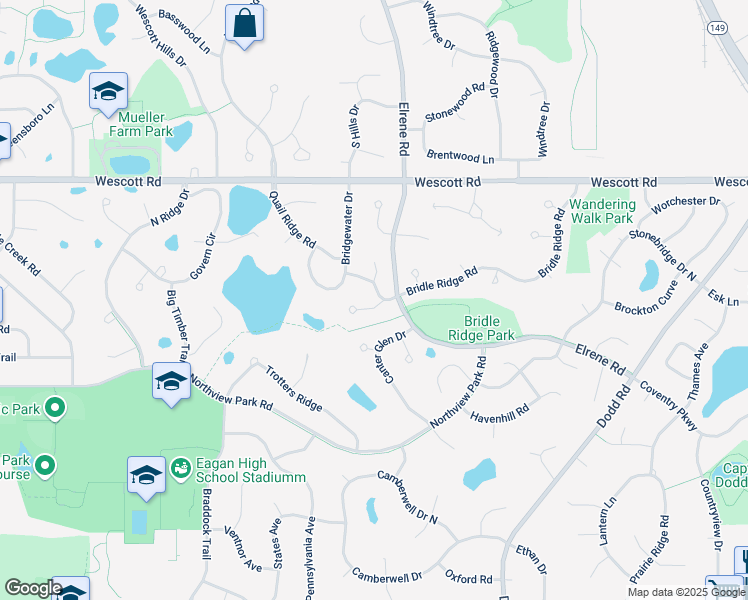 map of restaurants, bars, coffee shops, grocery stores, and more near 775 Mill Run Path in Eagan