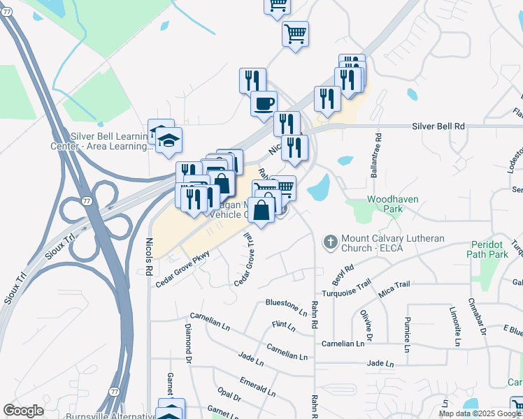 map of restaurants, bars, coffee shops, grocery stores, and more near 3910 Cedarvale Drive in Eagan