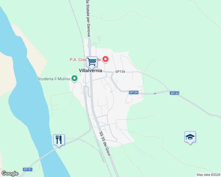 map of restaurants, bars, coffee shops, grocery stores, and more near 39BIS Via Camillo Benso Conte di Cavour in Villalvernia