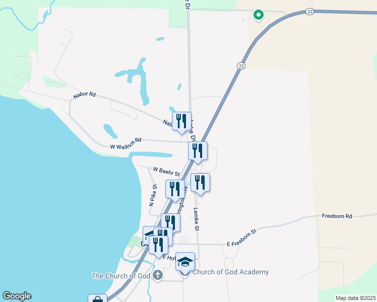 map of restaurants, bars, coffee shops, grocery stores, and more near 309 North Meyer Street in Cecil