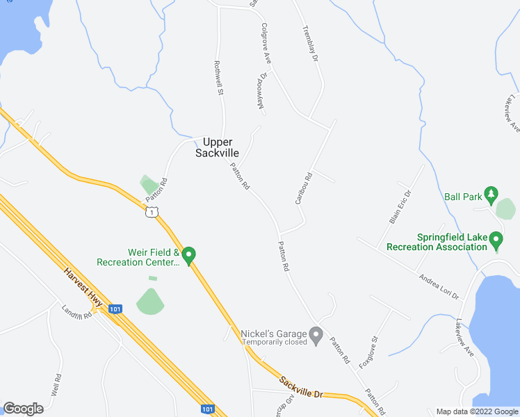 map of restaurants, bars, coffee shops, grocery stores, and more near 286 Patton Road in Upper Sackville