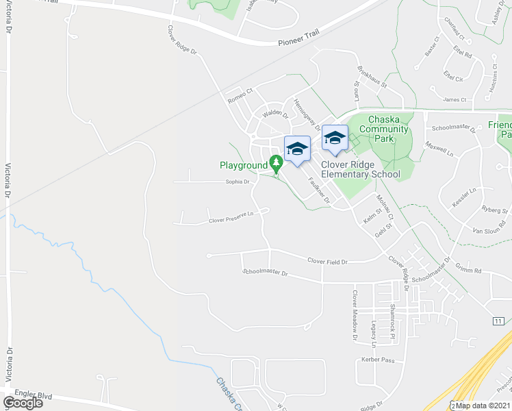 map of restaurants, bars, coffee shops, grocery stores, and more near 2701 Clover Preserve Drive in Chaska