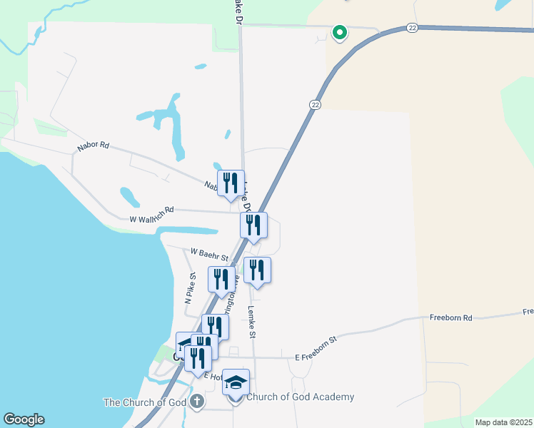 map of restaurants, bars, coffee shops, grocery stores, and more near 304 Golf View Road in Cecil