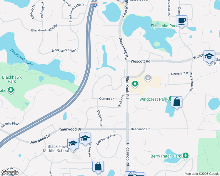 map of restaurants, bars, coffee shops, grocery stores, and more near 1438 Kings Wood Road in Eagan