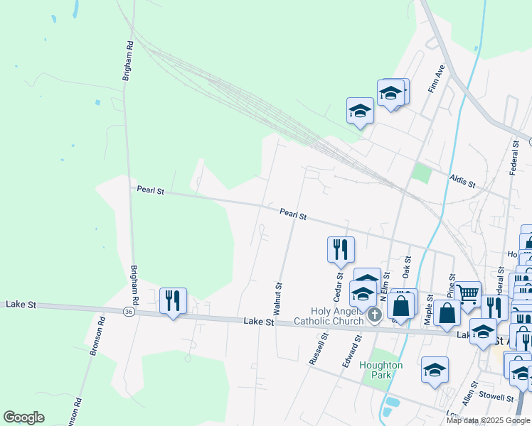 map of restaurants, bars, coffee shops, grocery stores, and more near 43 Adams Street in Saint Albans City