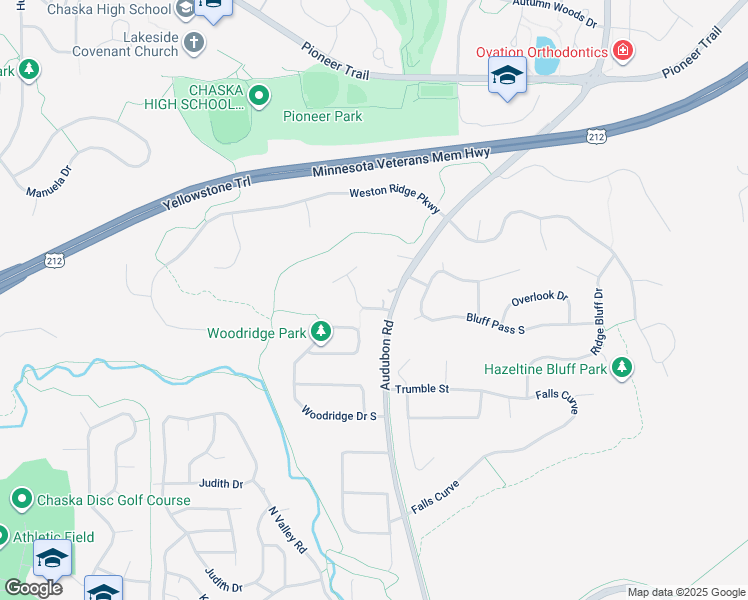 map of restaurants, bars, coffee shops, grocery stores, and more near 875 Deerwood Drive in Chaska
