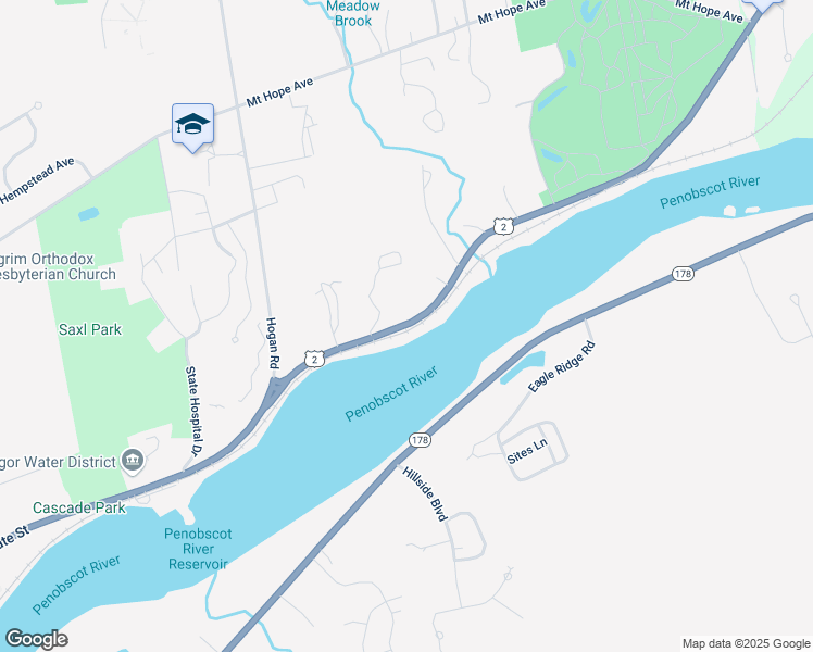 map of restaurants, bars, coffee shops, grocery stores, and more near 900 State Street in Bangor
