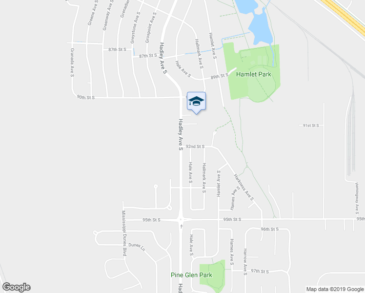 map of restaurants, bars, coffee shops, grocery stores, and more near 6752 92nd Street South in Cottage Grove