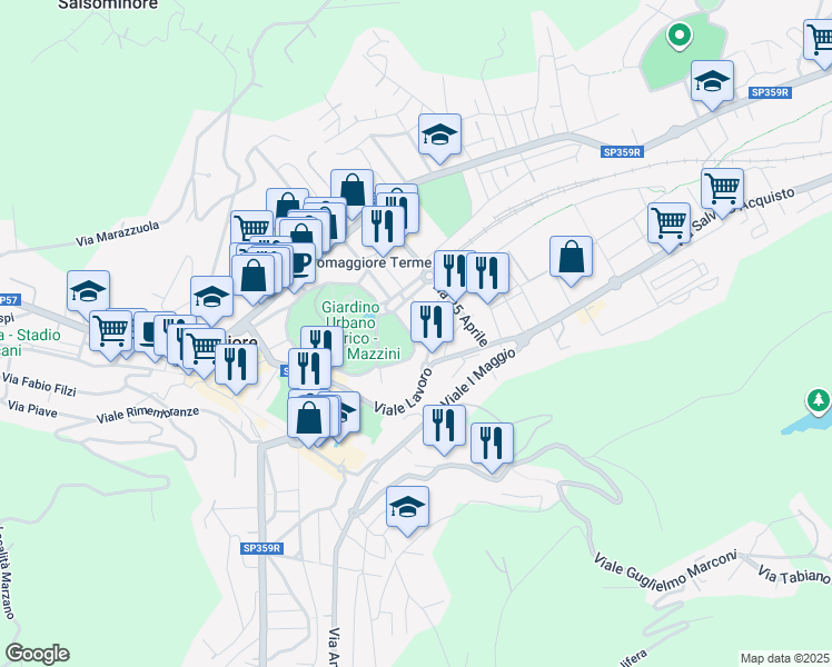 map of restaurants, bars, coffee shops, grocery stores, and more near 3 Via Macello in Salsomaggiore Terme