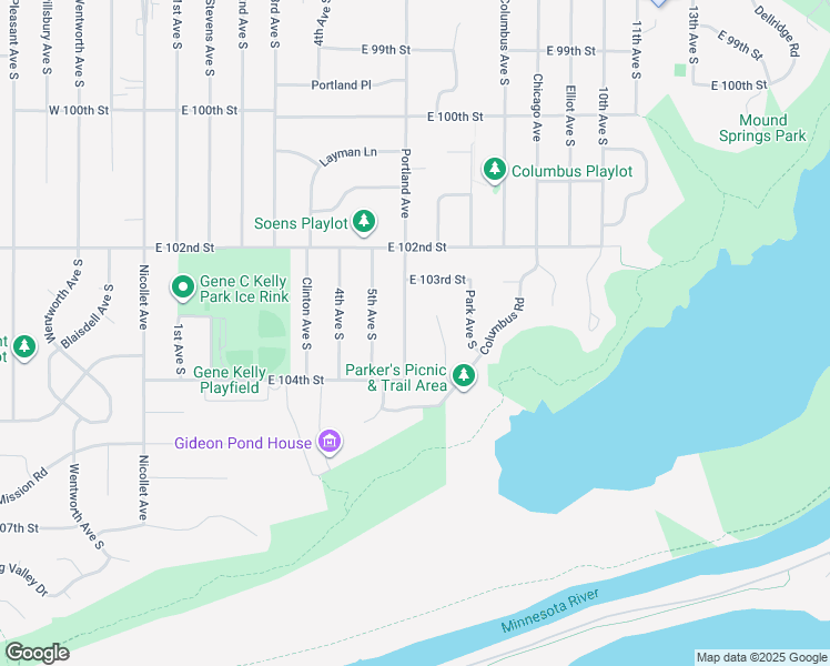 map of restaurants, bars, coffee shops, grocery stores, and more near 10300 Portland Avenue in Bloomington