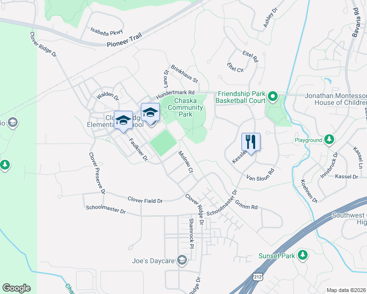 map of restaurants, bars, coffee shops, grocery stores, and more near 2378 Molnau Court in Chaska
