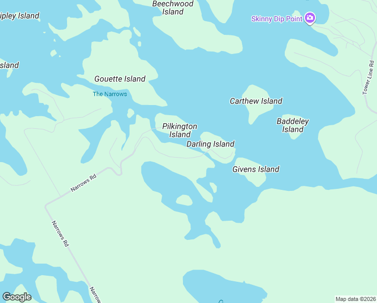 map of restaurants, bars, coffee shops, grocery stores, and more near 3722 Darling Island Road in Simcoe County