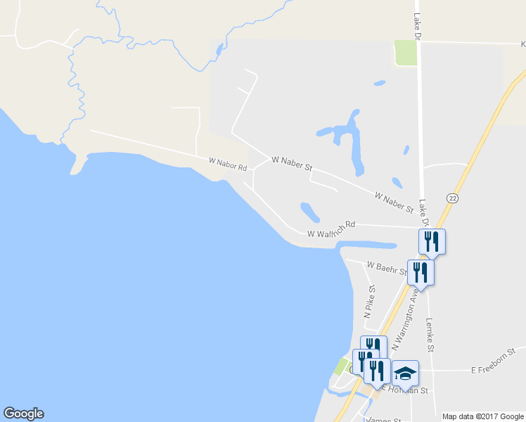 map of restaurants, bars, coffee shops, grocery stores, and more near 324 West Wallrich Road in Cecil