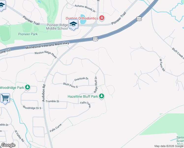 map of restaurants, bars, coffee shops, grocery stores, and more near 1149 Ridge Bluff Court in Chaska