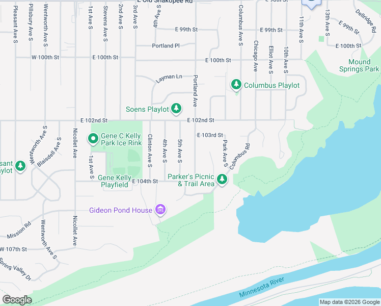 map of restaurants, bars, coffee shops, grocery stores, and more near 10300 Portland Avenue South in Minneapolis