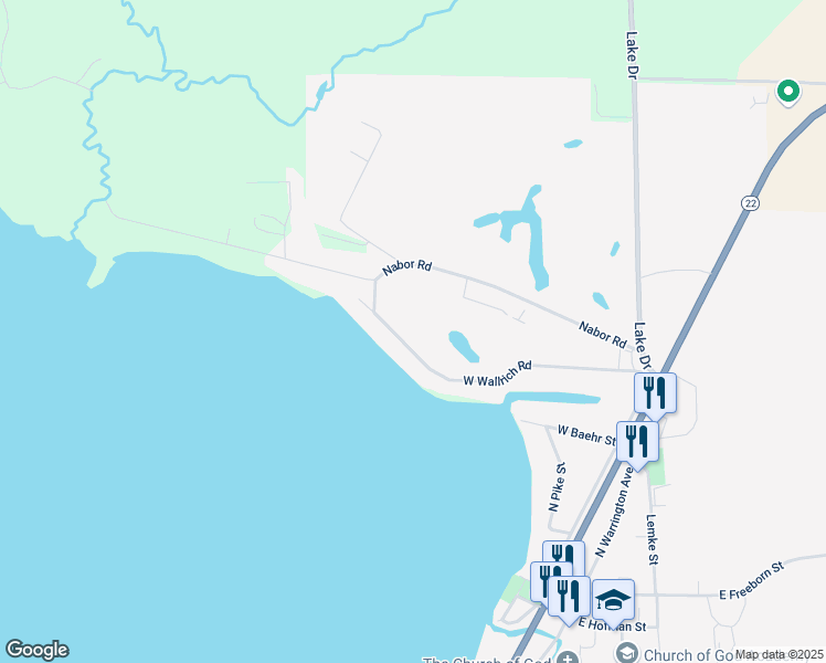 map of restaurants, bars, coffee shops, grocery stores, and more near 324 West Wallrich Road in Cecil