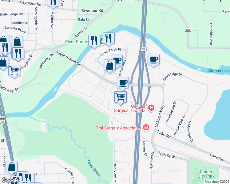 map of restaurants, bars, coffee shops, grocery stores, and more near in Altoona