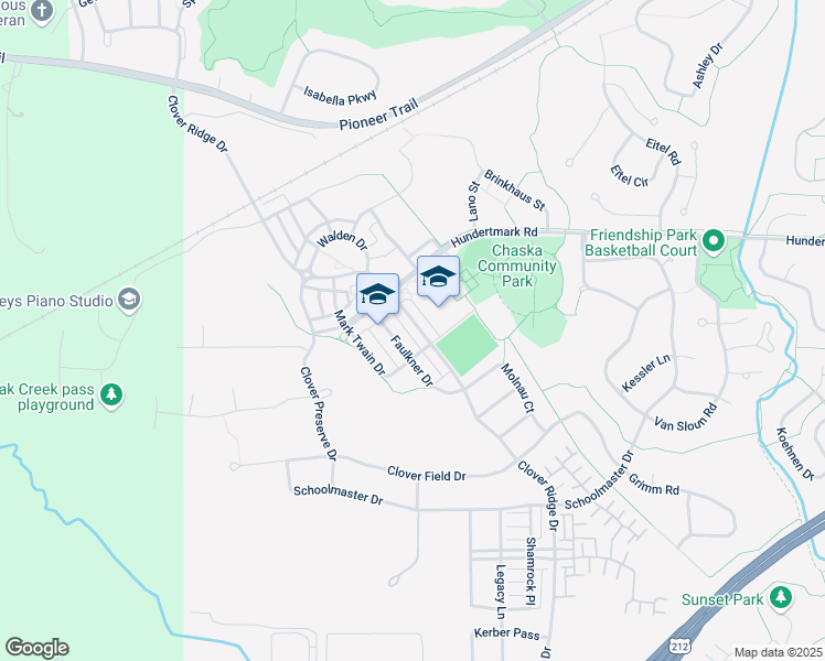 map of restaurants, bars, coffee shops, grocery stores, and more near 2856 Clover Ridge Drive in Chaska