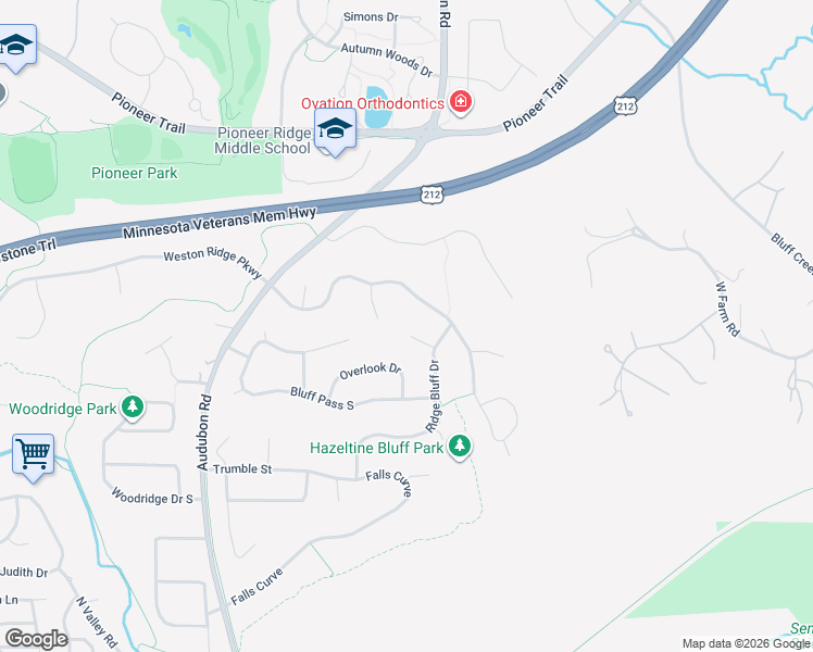 map of restaurants, bars, coffee shops, grocery stores, and more near 1149 Ridge Bluff Court in Chaska