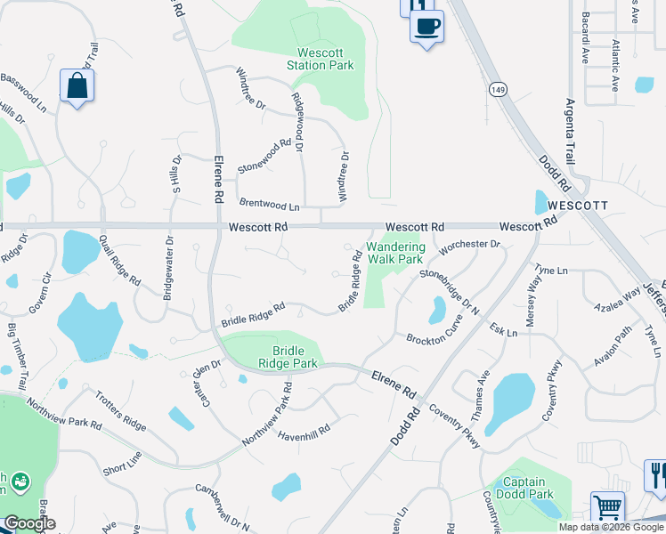 map of restaurants, bars, coffee shops, grocery stores, and more near 683 Bridle Ridge Circle in Eagan