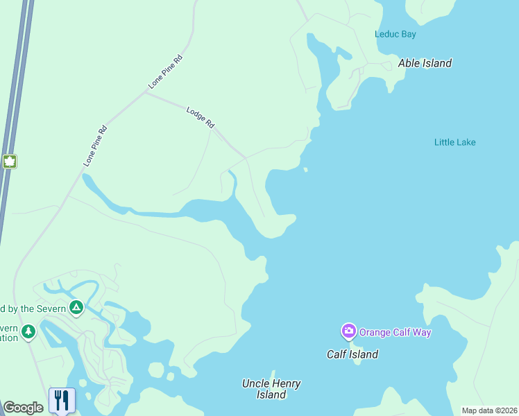 map of restaurants, bars, coffee shops, grocery stores, and more near 169 Lodge Road in Port Severn