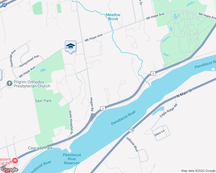 map of restaurants, bars, coffee shops, grocery stores, and more near 834 State Street in Bangor