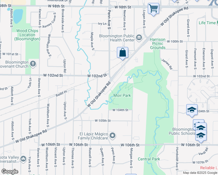map of restaurants, bars, coffee shops, grocery stores, and more near in Bloomington