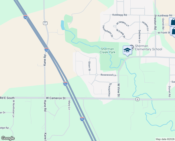 map of restaurants, bars, coffee shops, grocery stores, and more near 1904 Sloan Street in Eau Claire