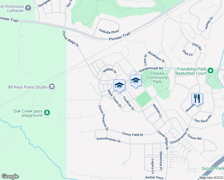 map of restaurants, bars, coffee shops, grocery stores, and more near 114210 Hundertmark Road in Chaska