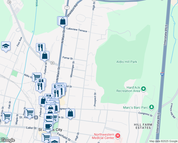 map of restaurants, bars, coffee shops, grocery stores, and more near 133 High Street in Saint Albans