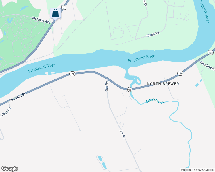 map of restaurants, bars, coffee shops, grocery stores, and more near 1105 North Main Street in Brewer