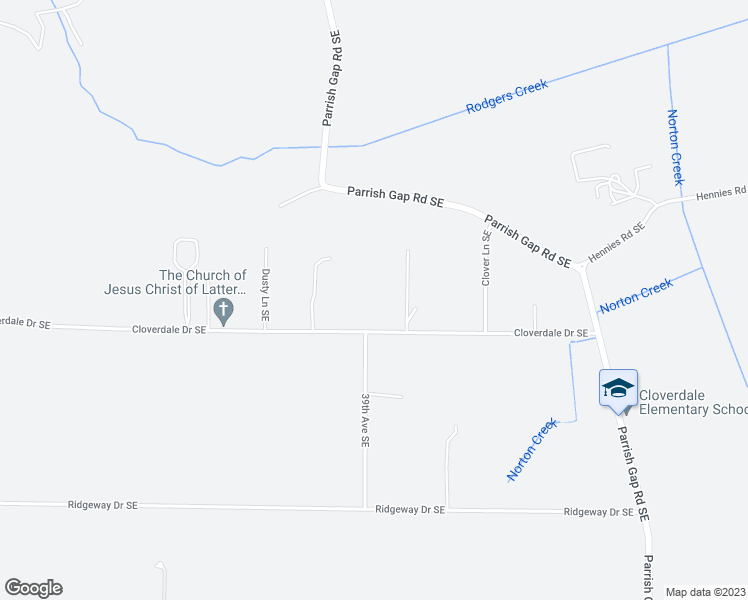 map of restaurants, bars, coffee shops, grocery stores, and more near 3915 Cloverdale Drive Southeast in Turner